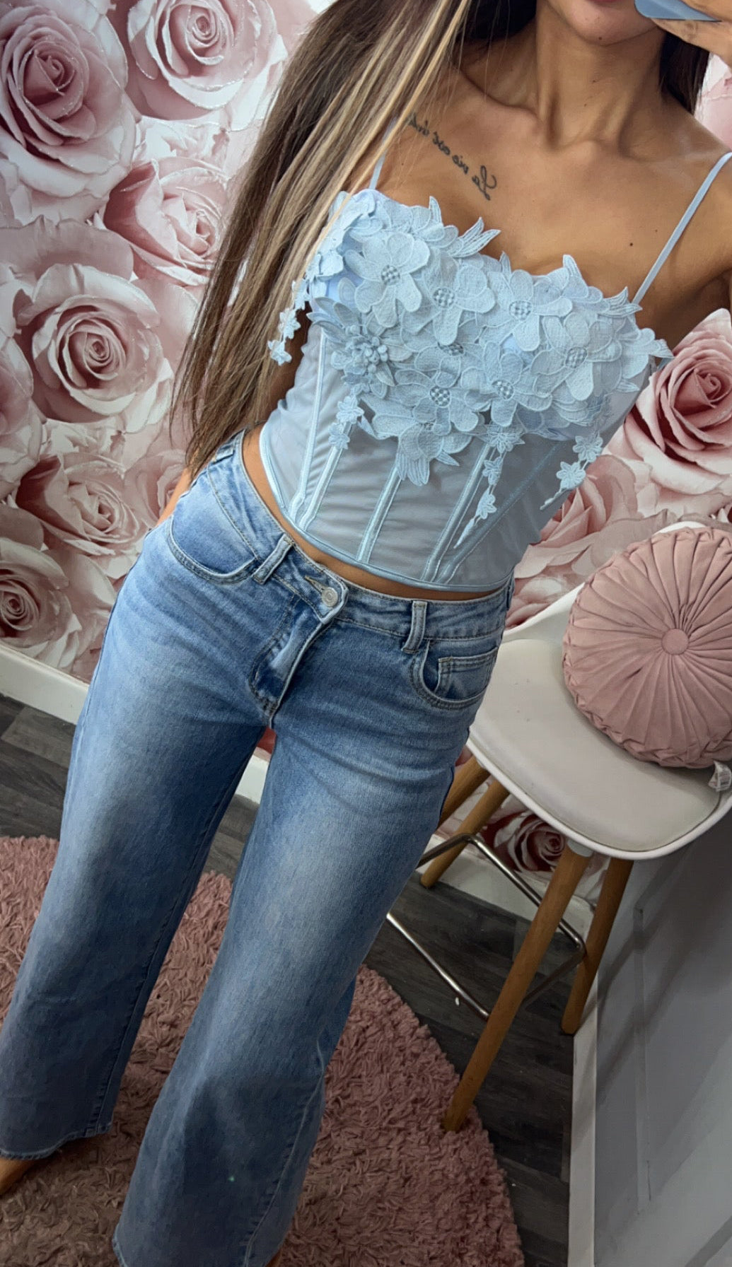 Double Diamanté Pocket Stretchy Fit Jeans