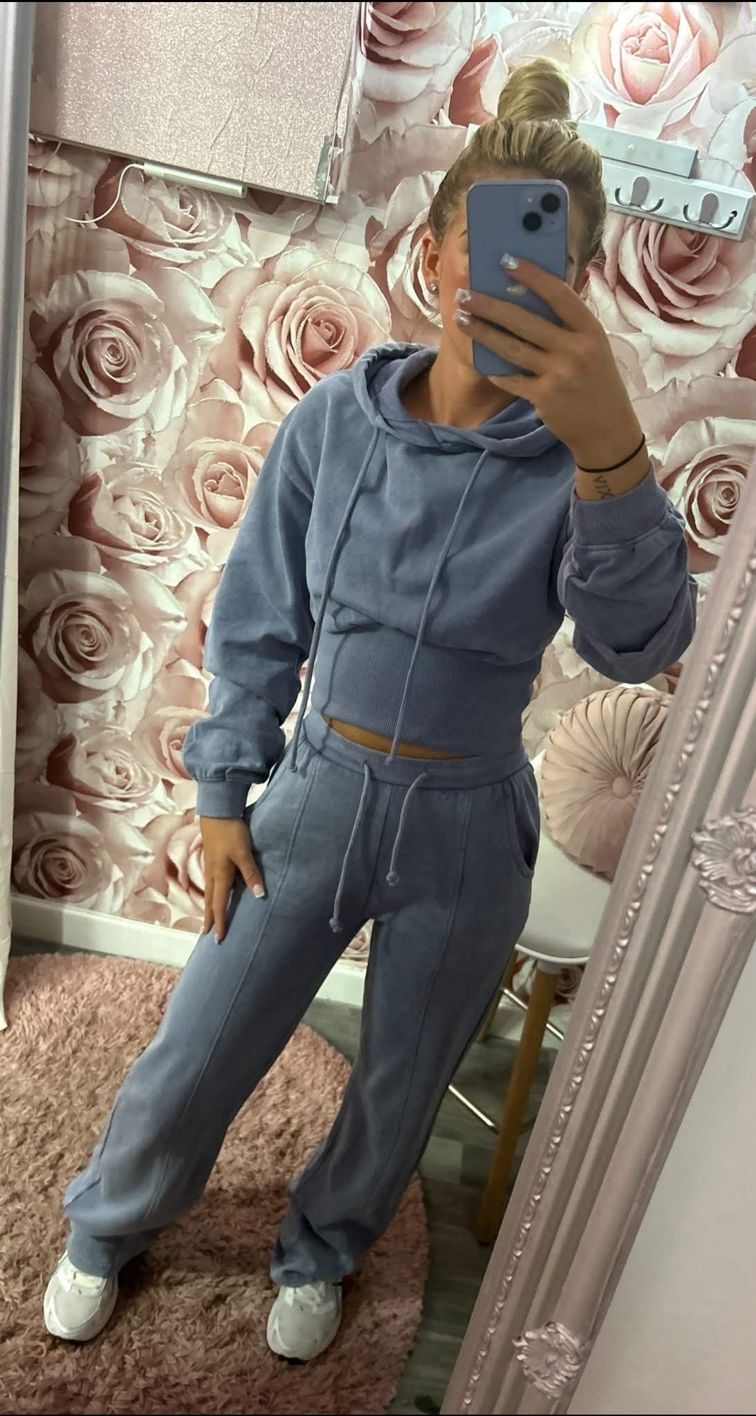Acid Wash Compression Corset Style Hooded Tracksuit