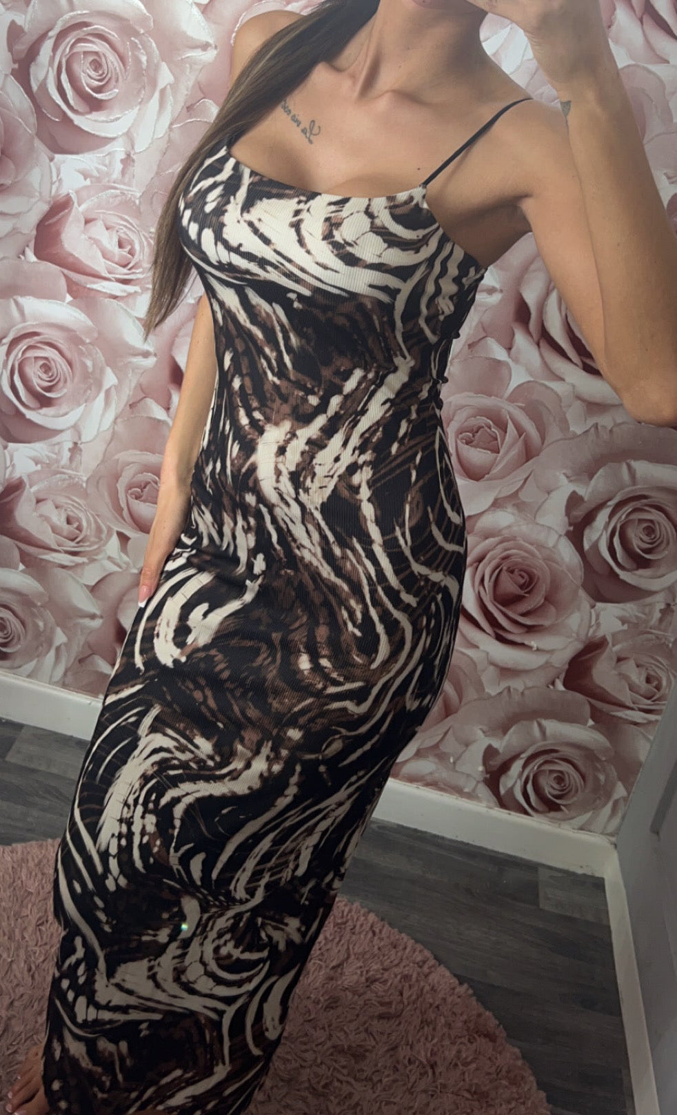 Animal Print Padded Maxi Dress
