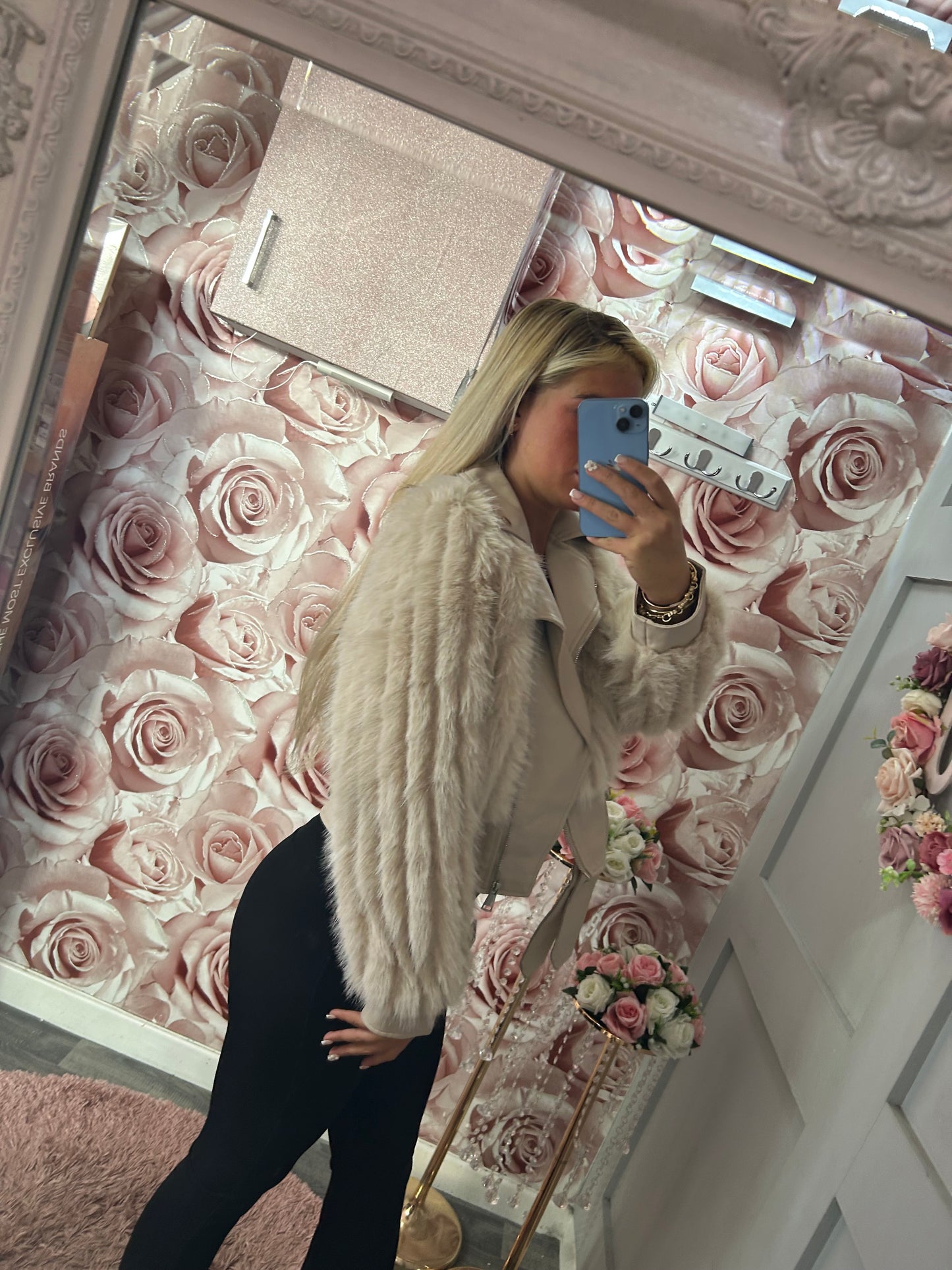 Faux Fur & Faux Leather Biker Jacket