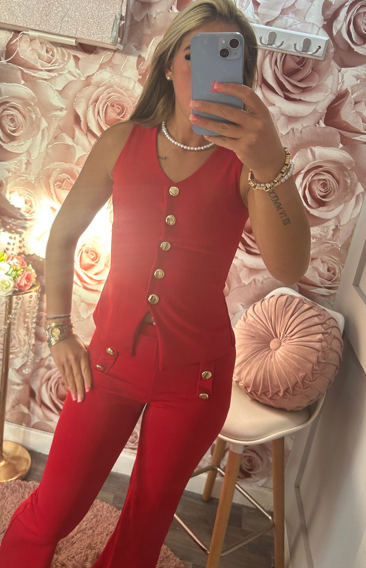 Gold Button Waistcoat & Flares Co-Ord Set