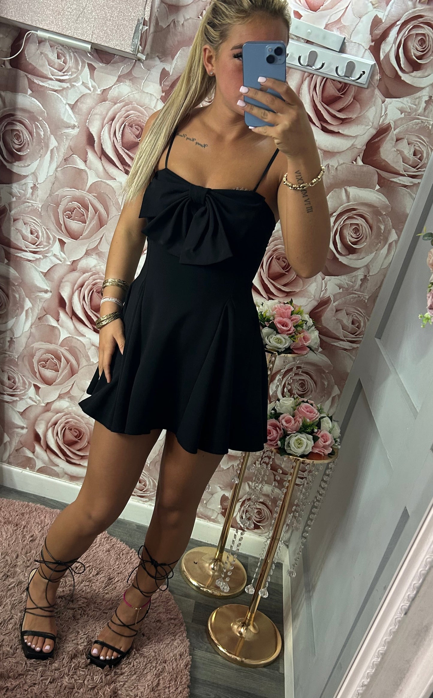 Bow Cami Strap Skater Dress