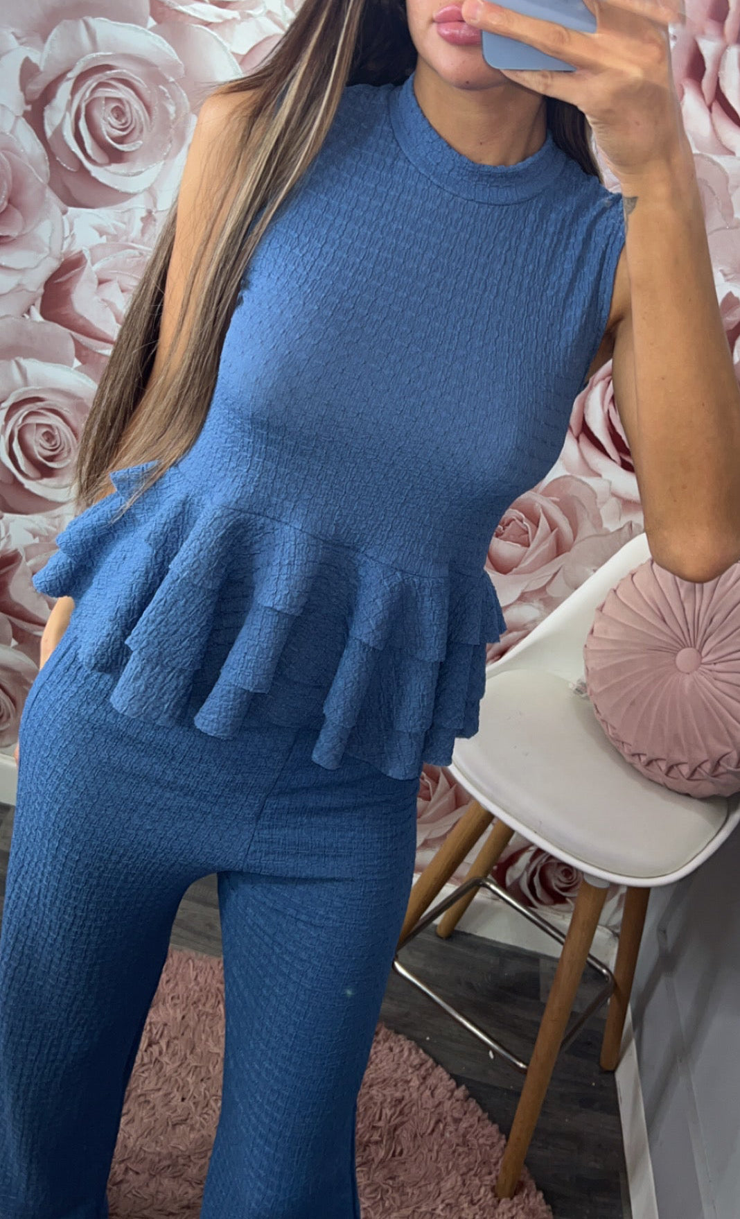 Cheesecloth Frill Peplum Co-Ord Set