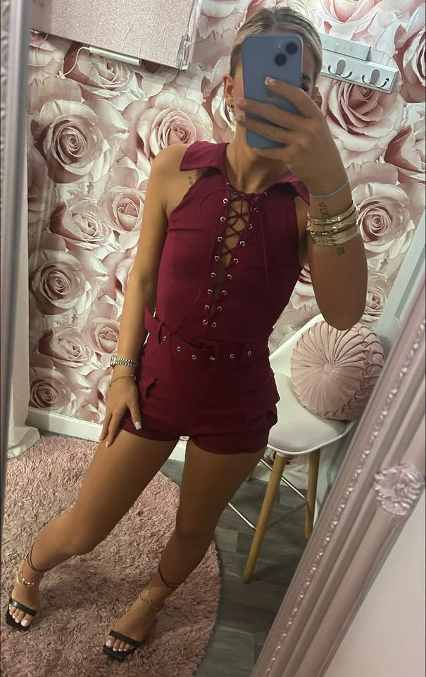 Lace Up Corset Cargo Playsuit