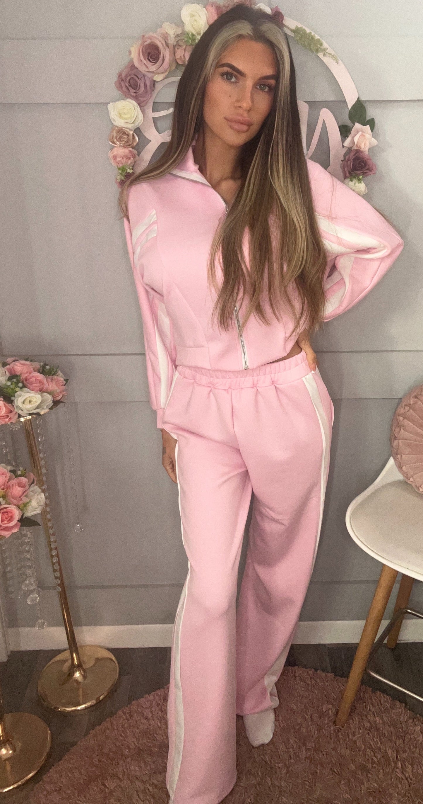 Soft Touch Contrast Stripe Loungewear Tracksuit