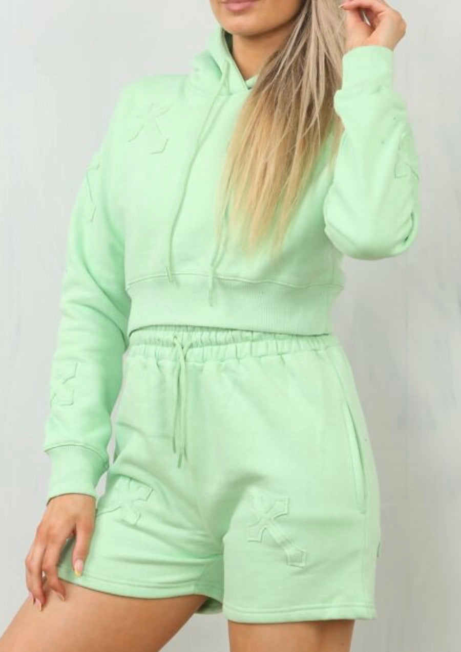 Crucifix Hoodie & Jogger Shorts Co-Ord Set
