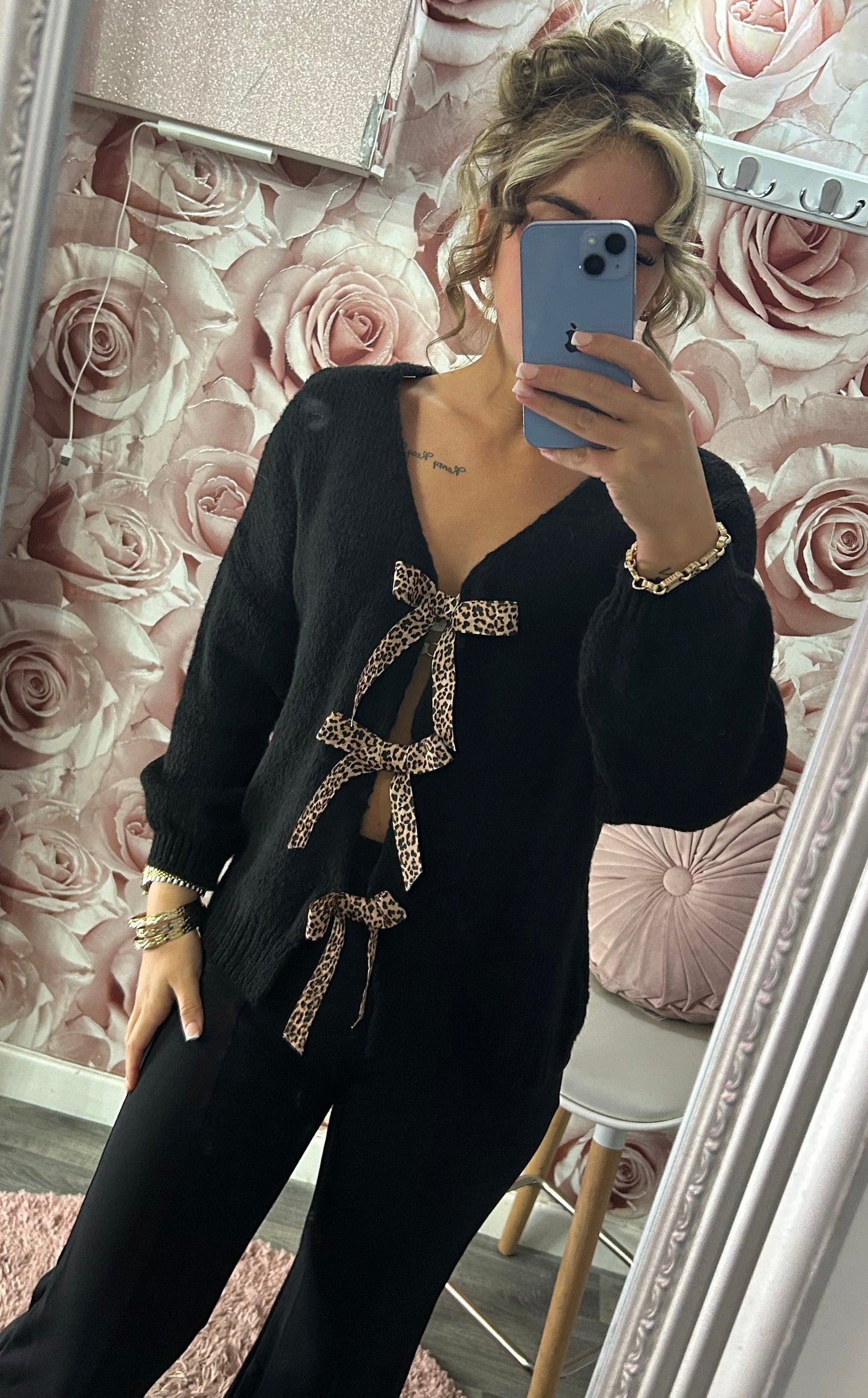 Soft Touch Leopard Print Bow Cardigan