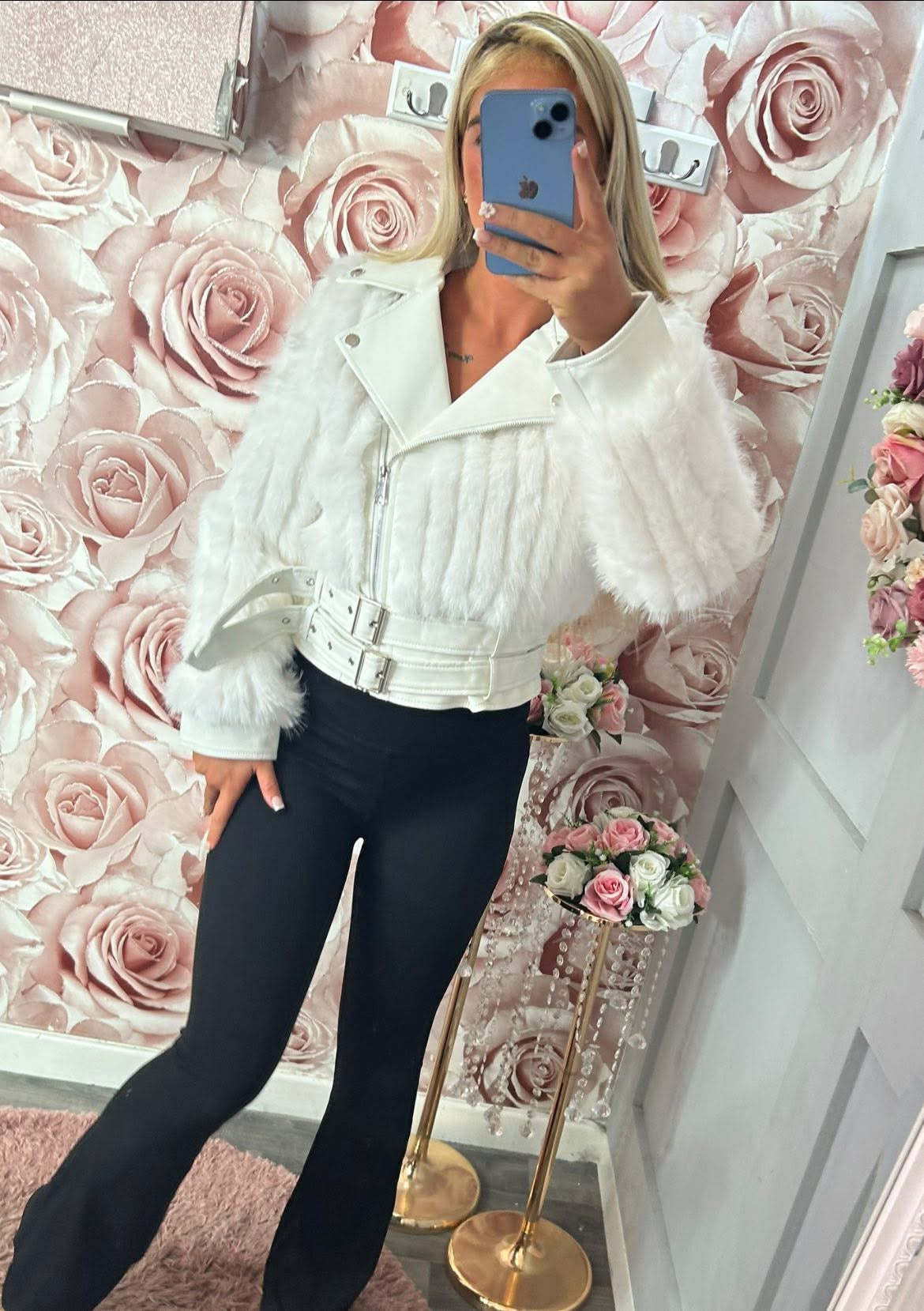 Faux Fur & Faux Leather Biker Jacket