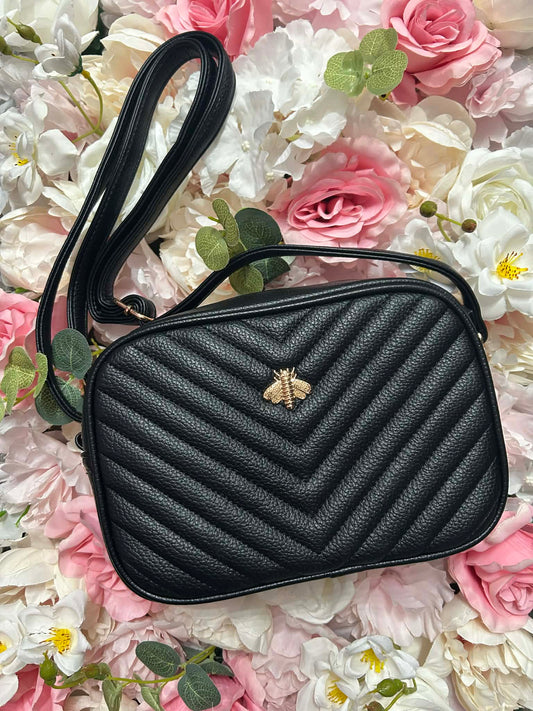 Inspired Gold Bee Faux Leather Strap Handbag