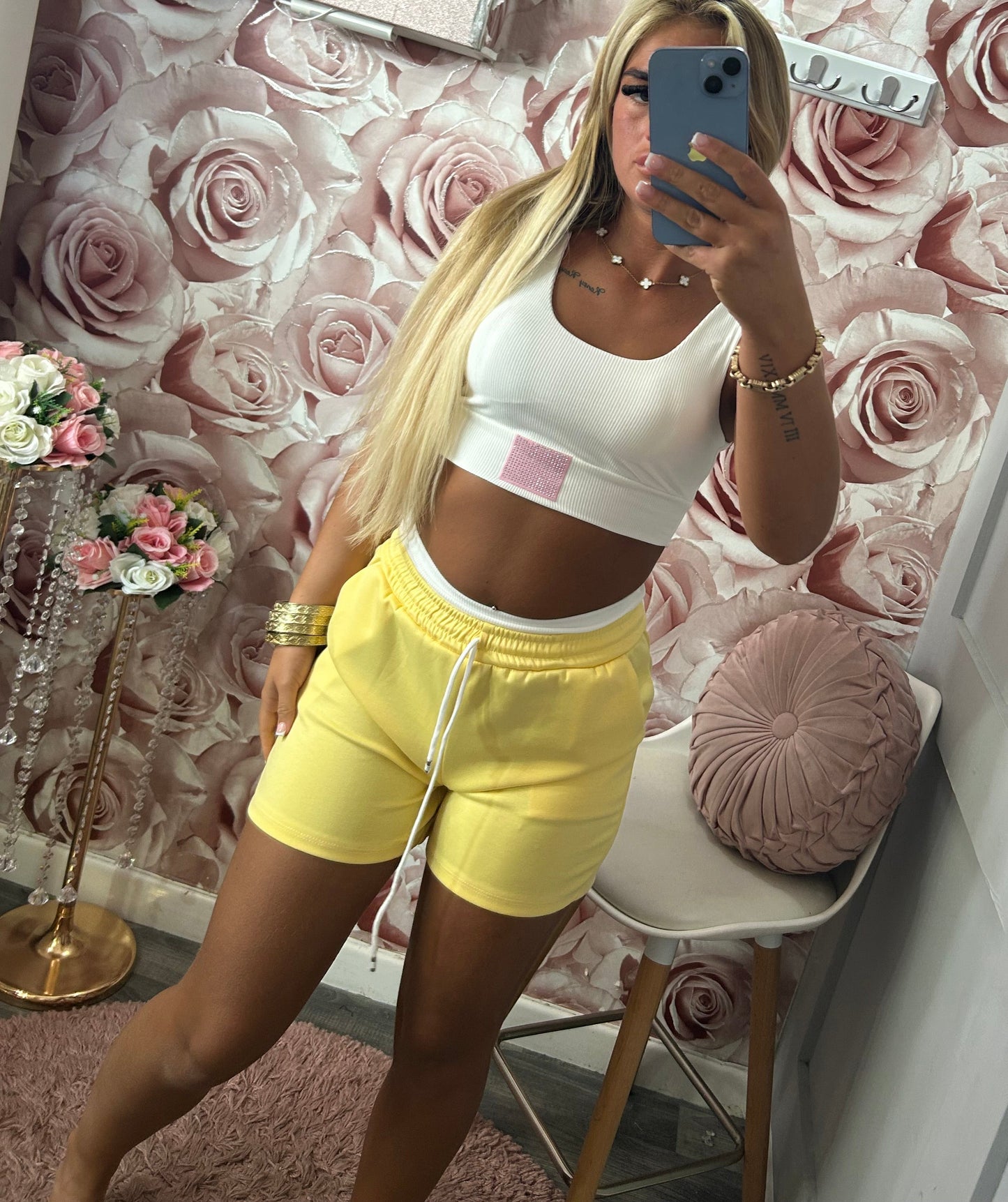 Diamanté Pocket Padded Bralet & Shorts Co-Ord Set