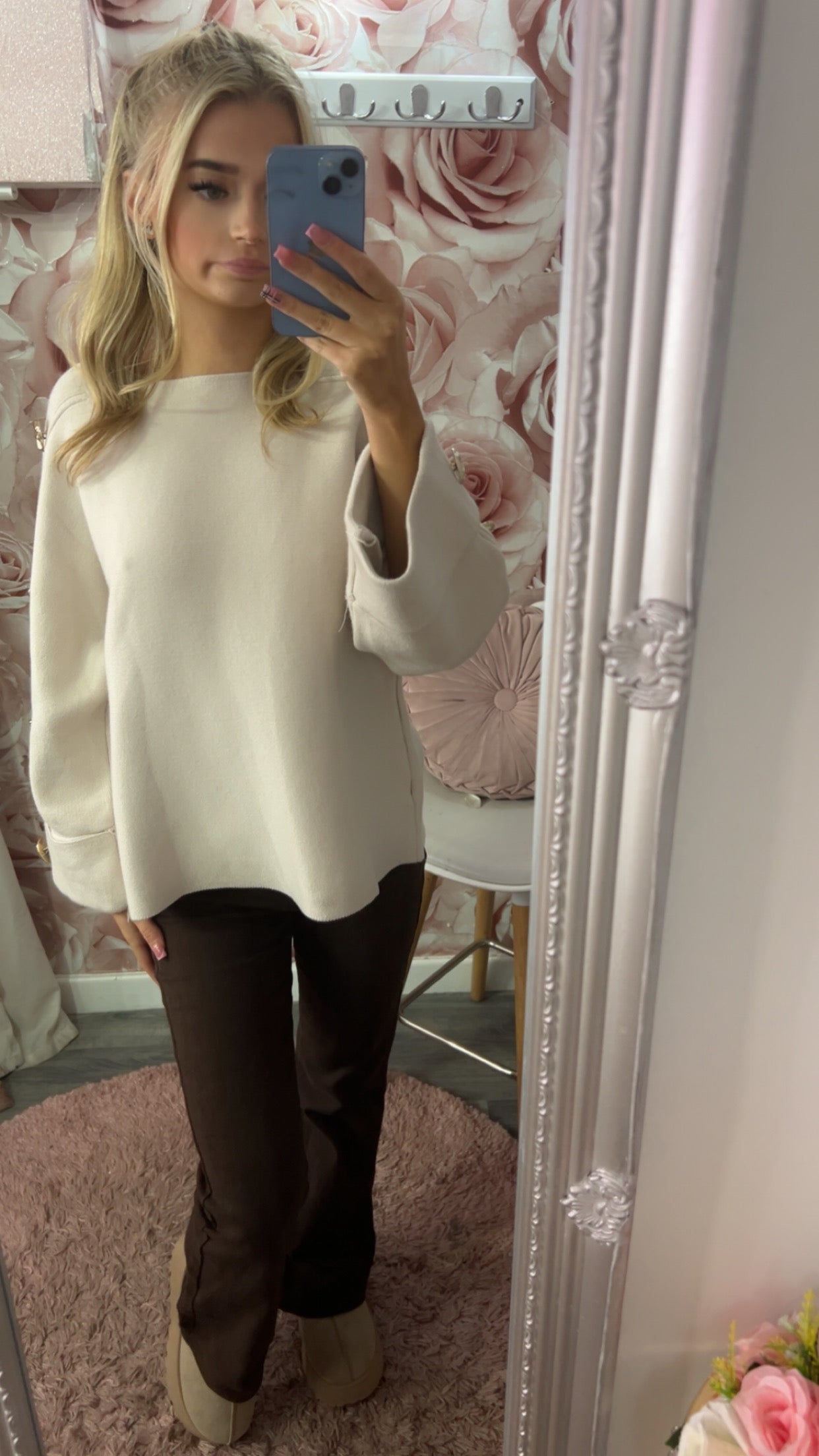 Large Gold Button Chunky Batwing Jumper
