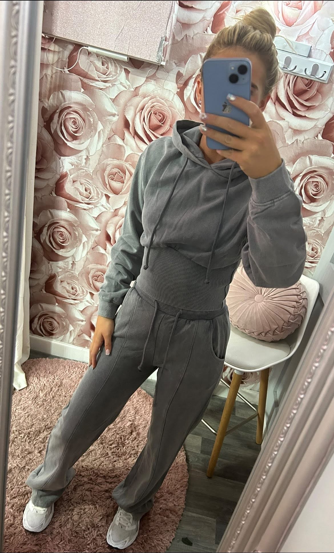 Acid Wash Compression Corset Style Hooded Tracksuit