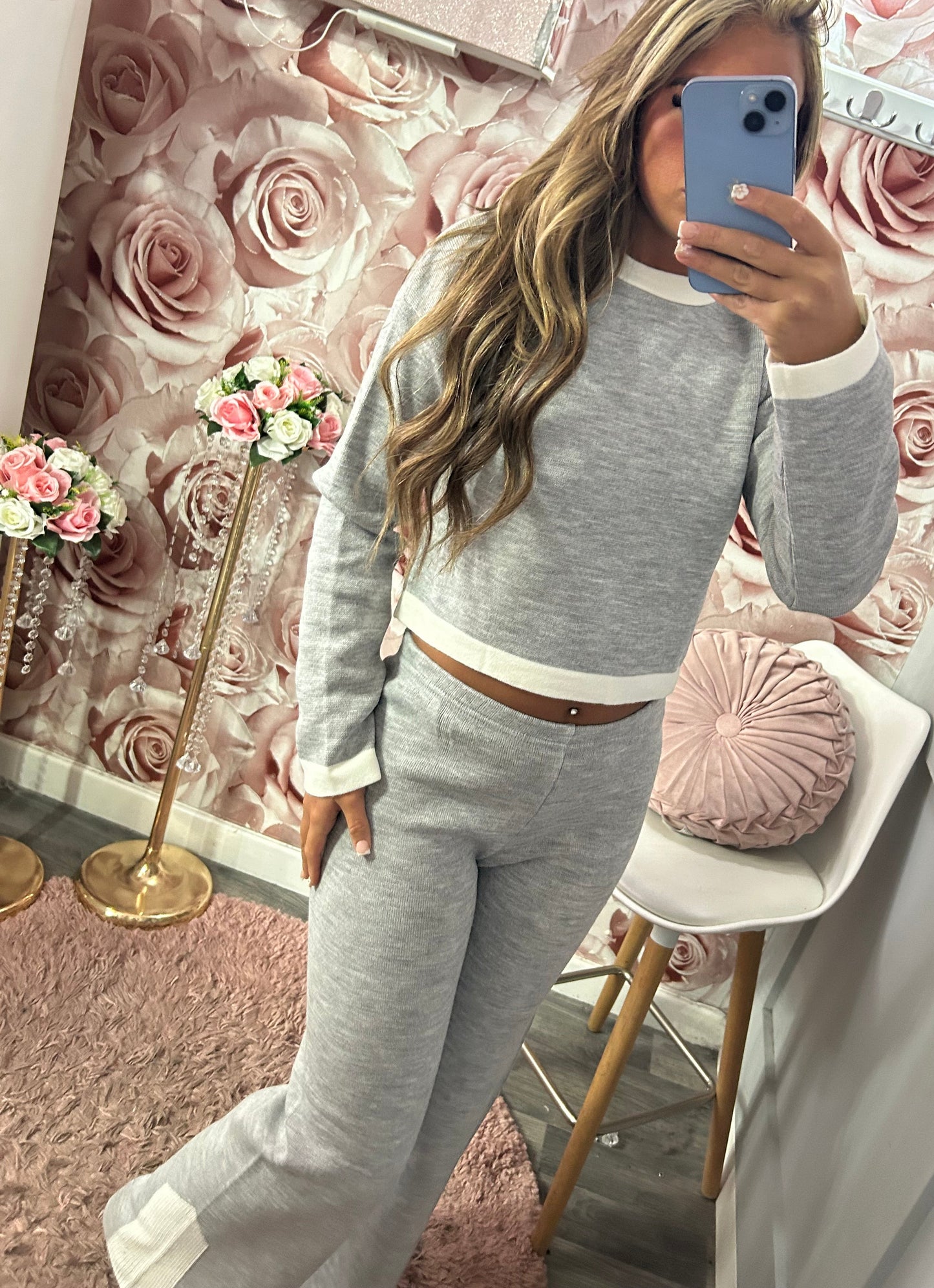 Knitted Contrast Detail Lounge Set