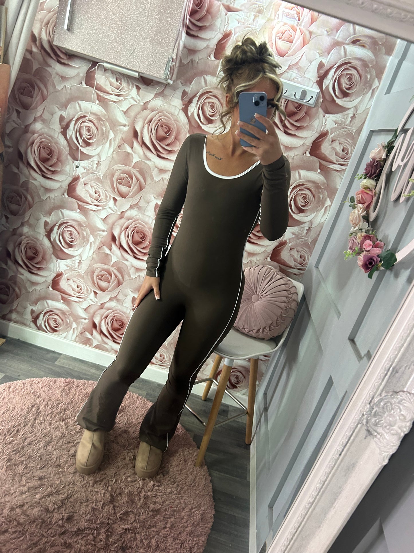 Ruched Bum & Padded Cup Contrast Yoga Jumpsuit/Unitard
