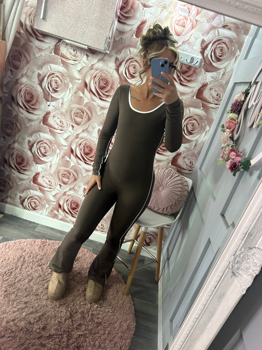 Ruched Bum & Padded Cup Contrast Yoga Jumpsuit/Unitard