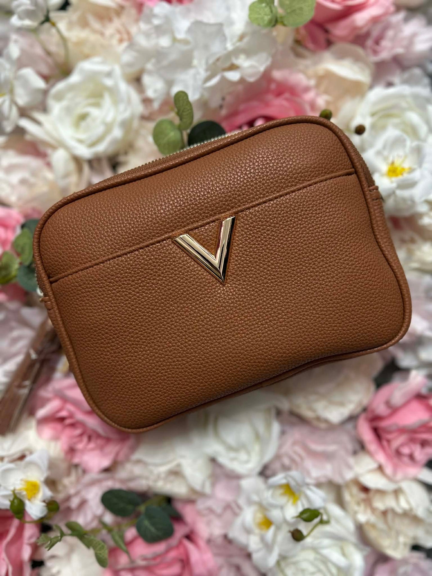 Inspired V Faux Leather Strap Handbag