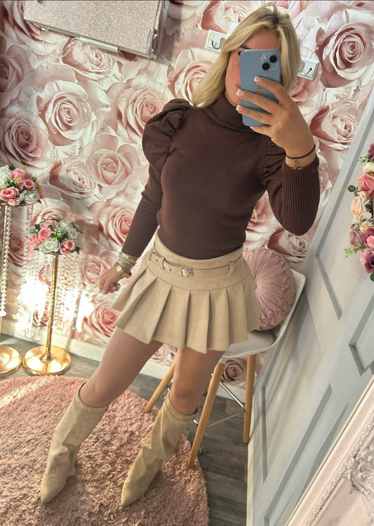 Thick Quality Puff Shoulder Polo Neck Jumper