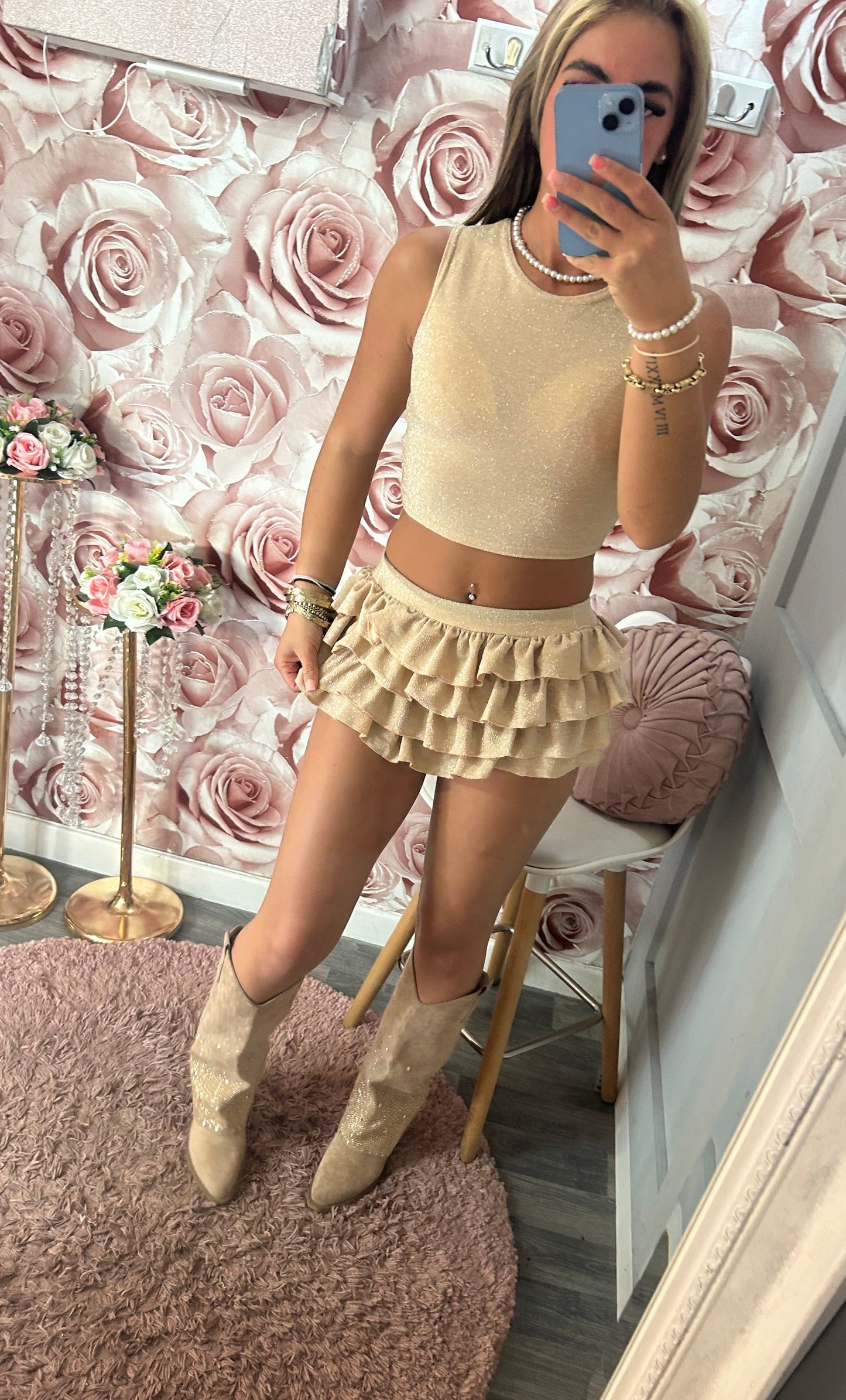Lurex Glimmer Rara Frill Skort Co-Ord Set