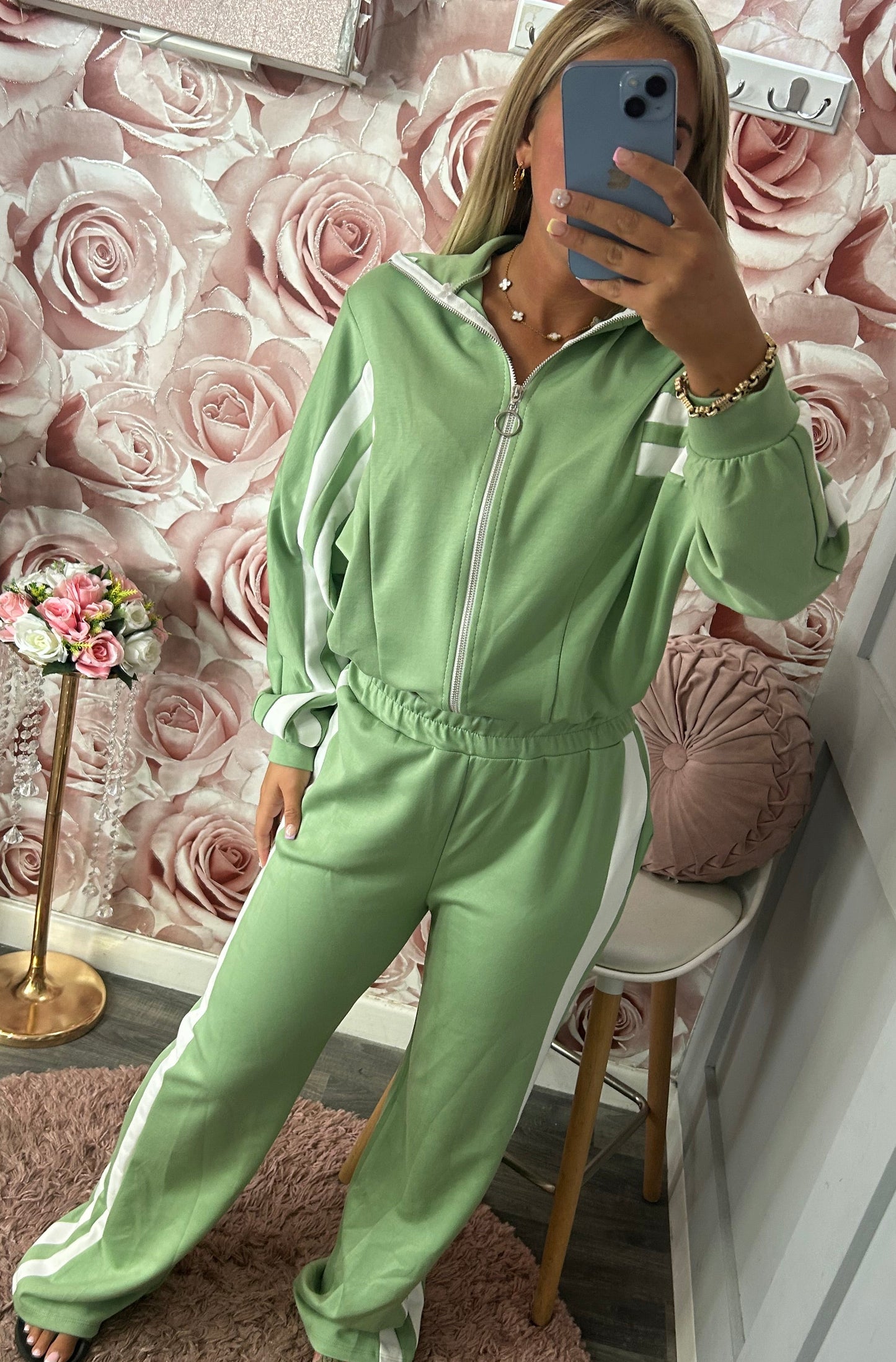 Soft Touch Contrast Stripe Loungewear Tracksuit