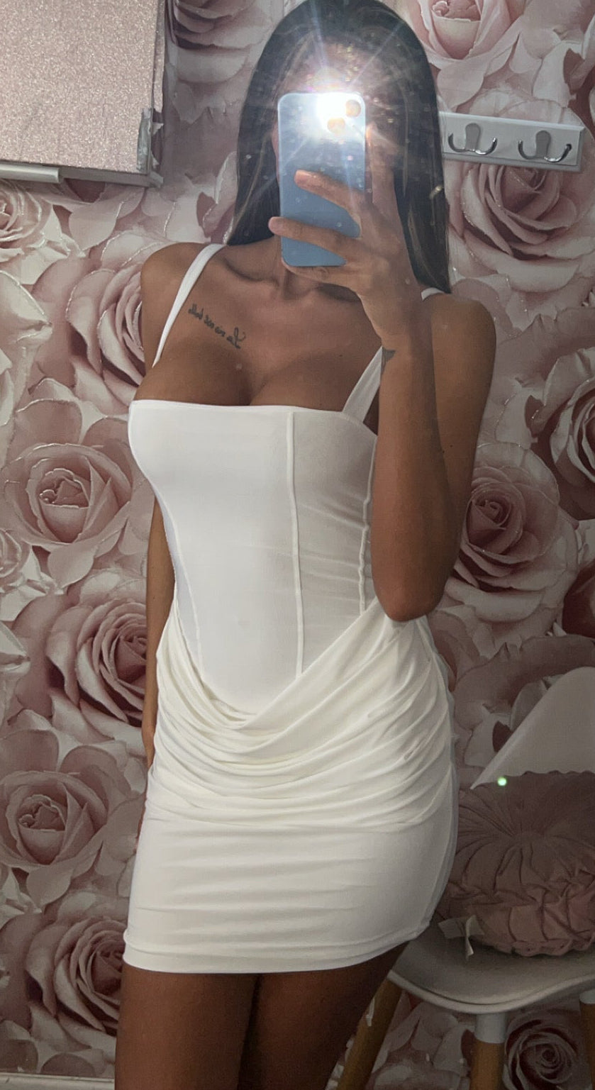 Corset Tie Up Back Ruched Mini Dress