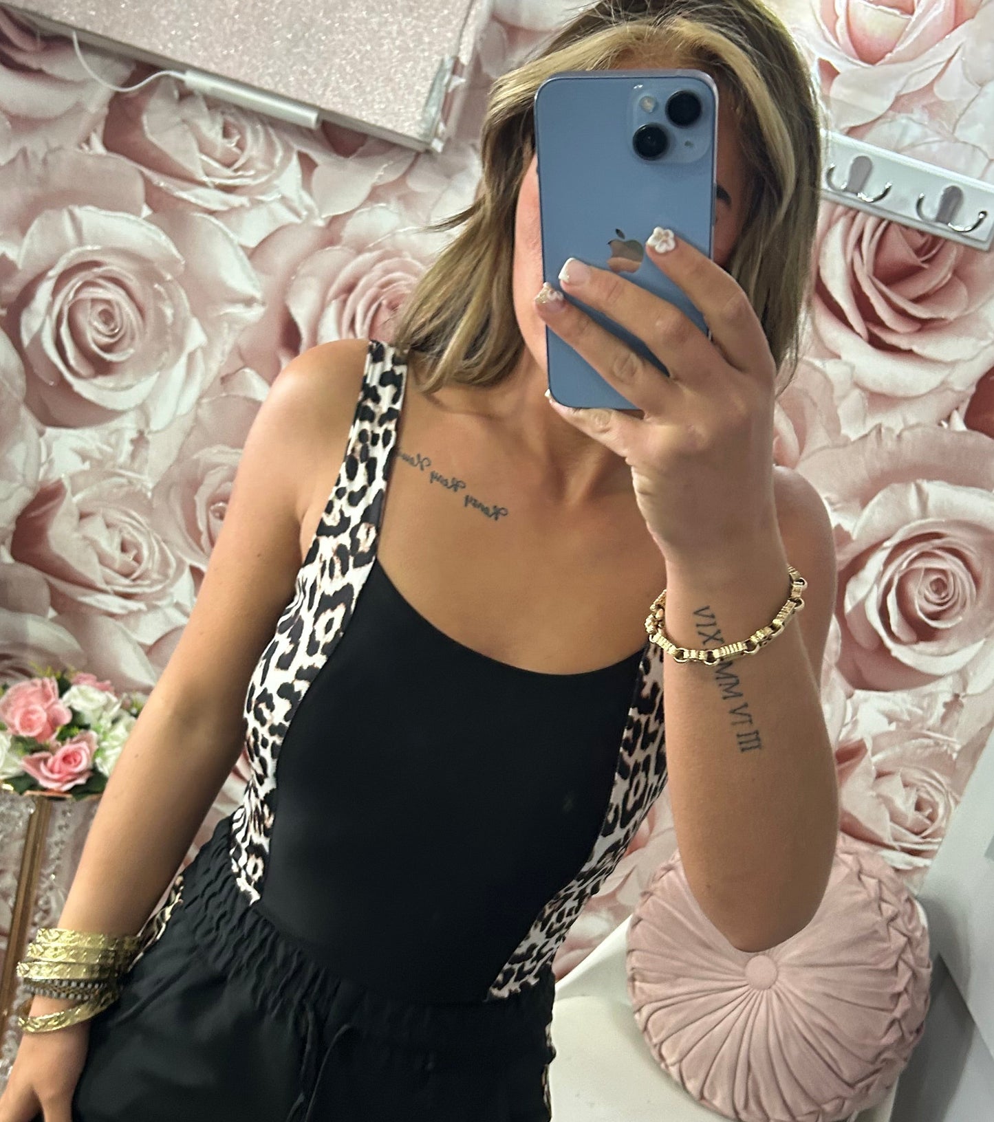 Leopard Print Contrast Bodysuit