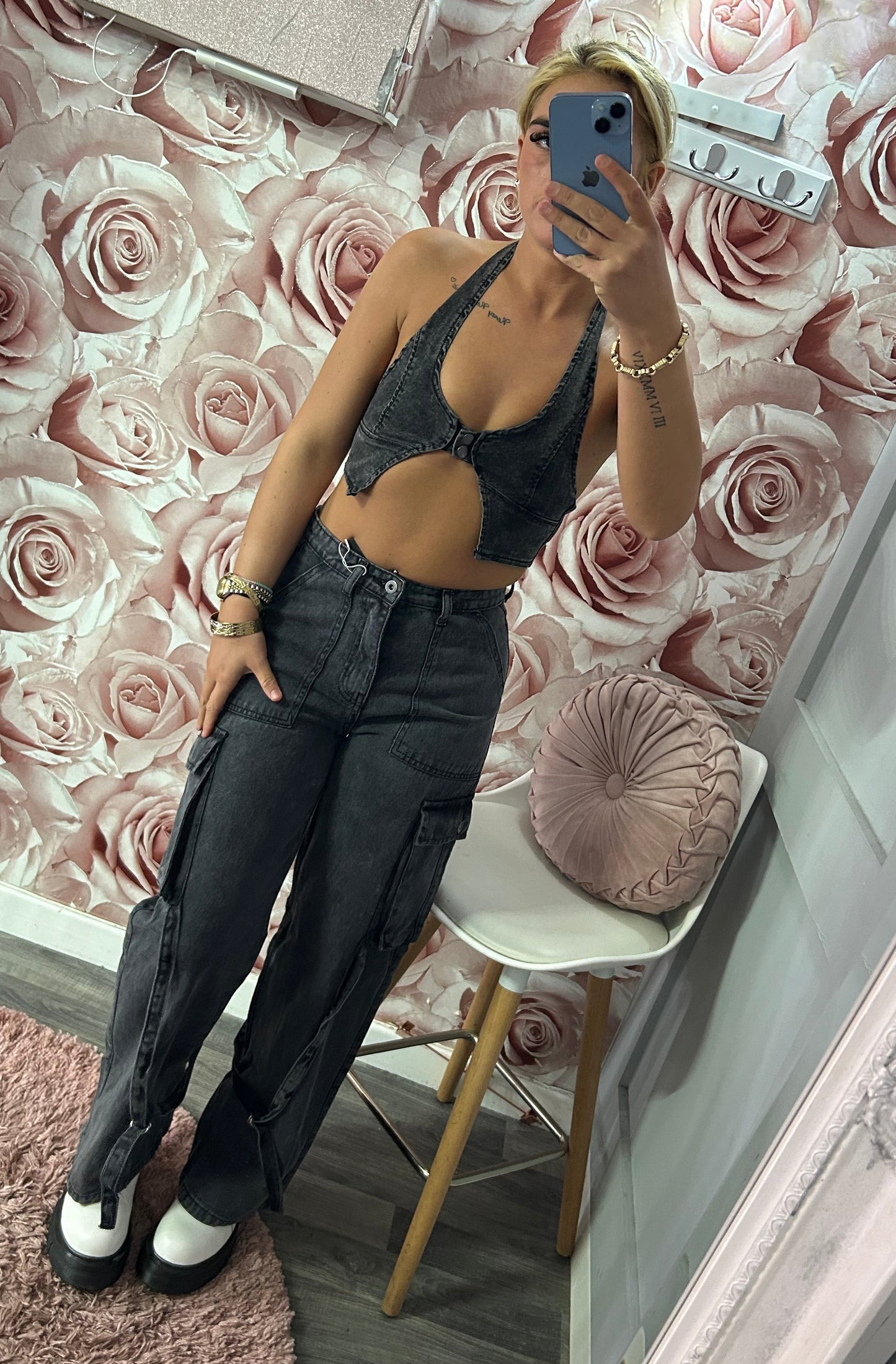 Denim Halterneck Top