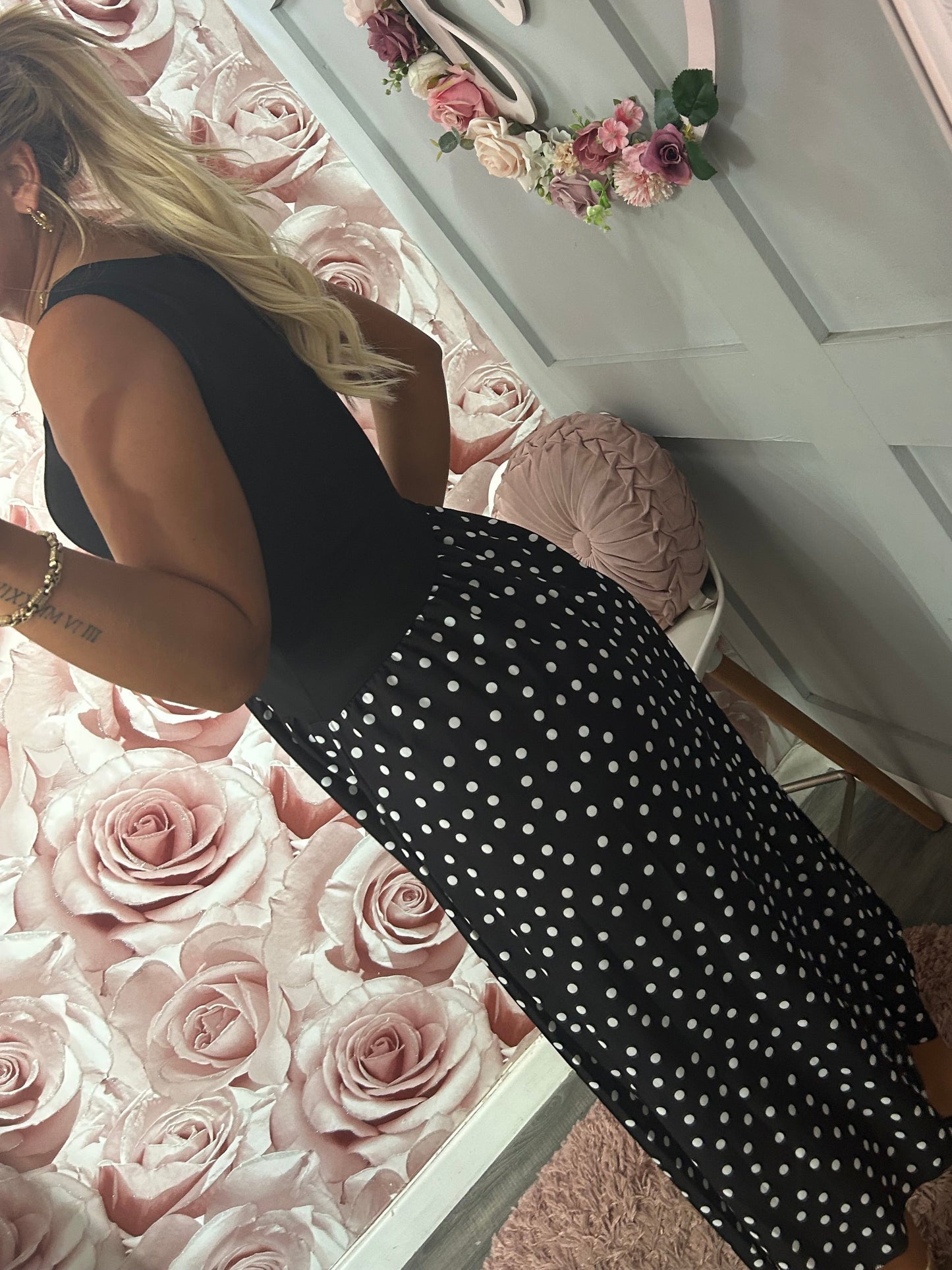 Polka Dot Sleeveless Maxi Dress