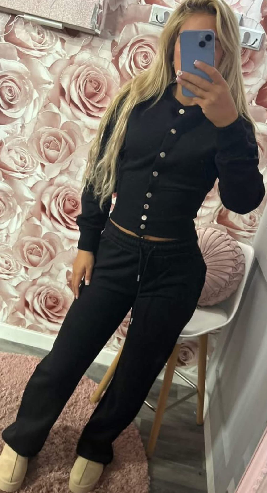 Button Up Corset Compression Style Fleece Lined Co-Ord Set