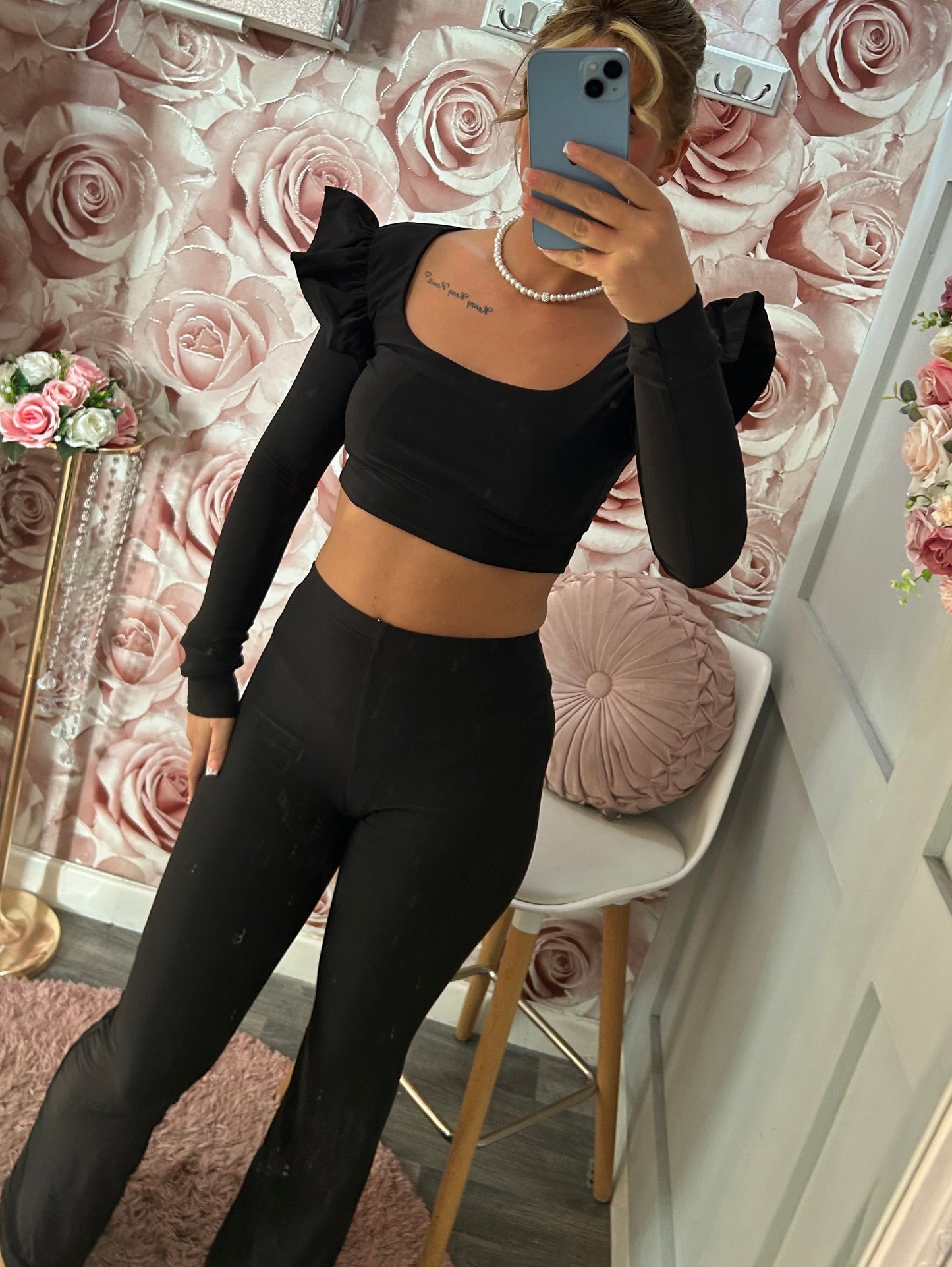 Double Lined Frill Shoulder Flared Set