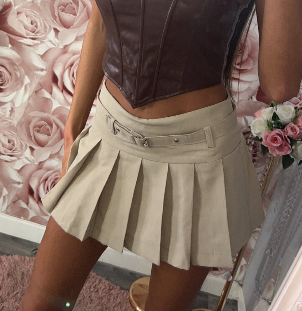 Pleated Belted mini Skort