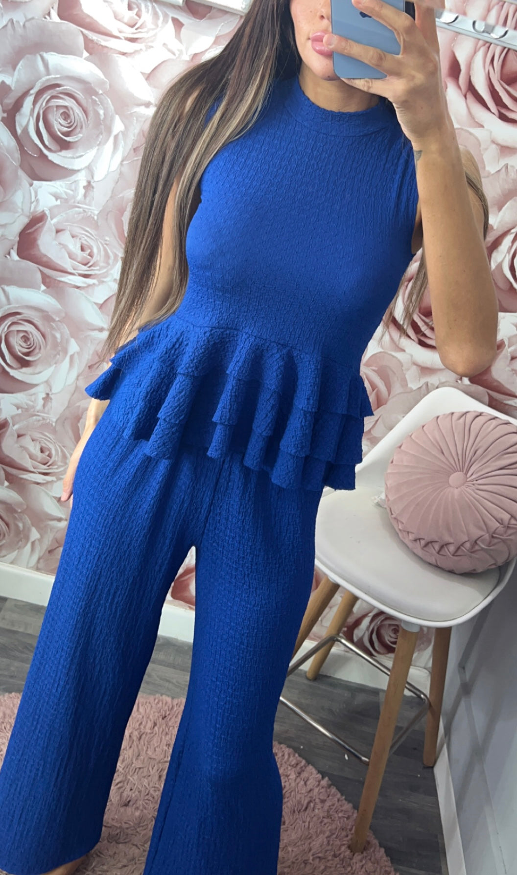 Cheesecloth Frill Peplum Co-Ord Set
