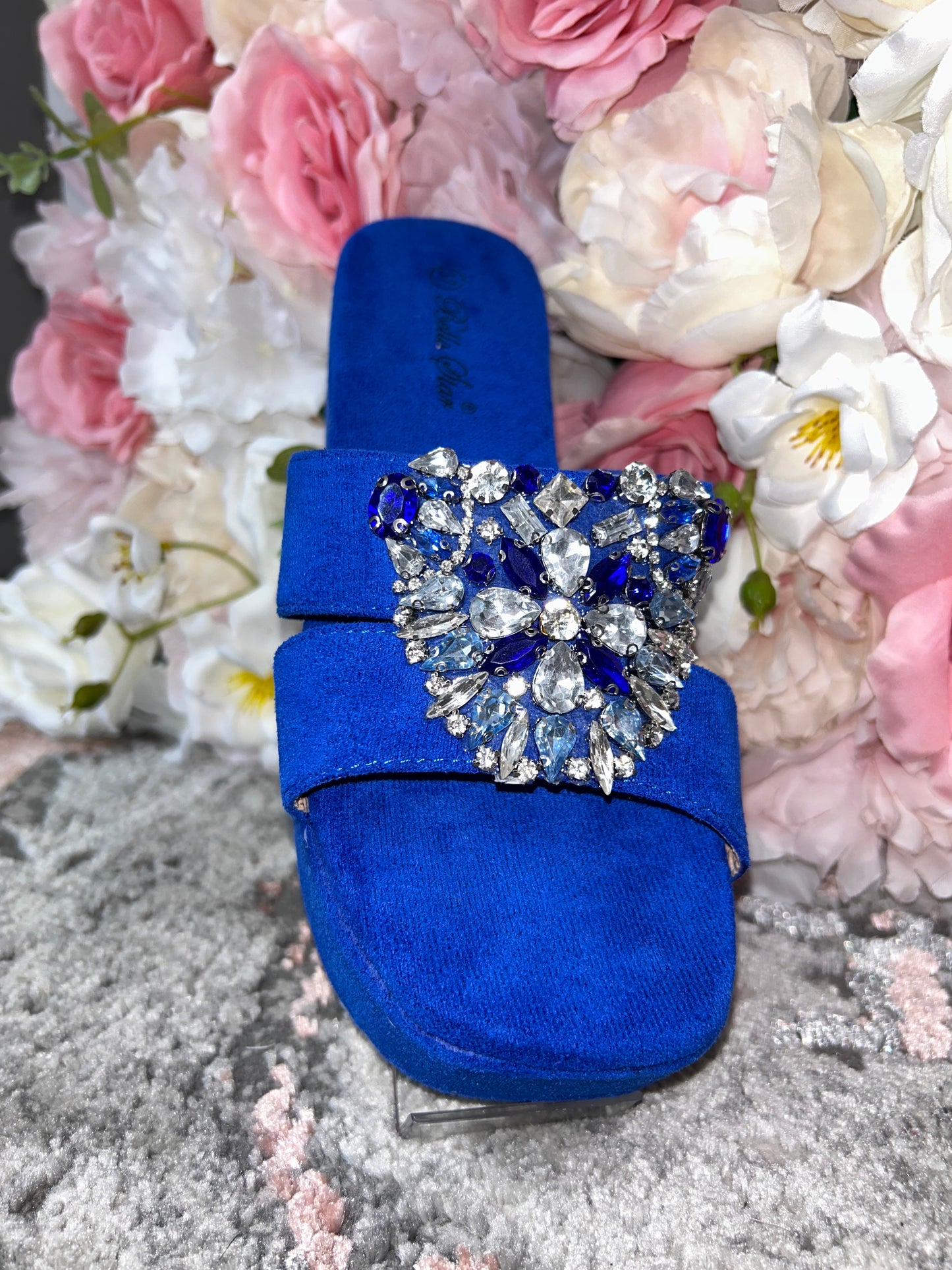 SALE- Suede Diamanté Buckle Wedges
