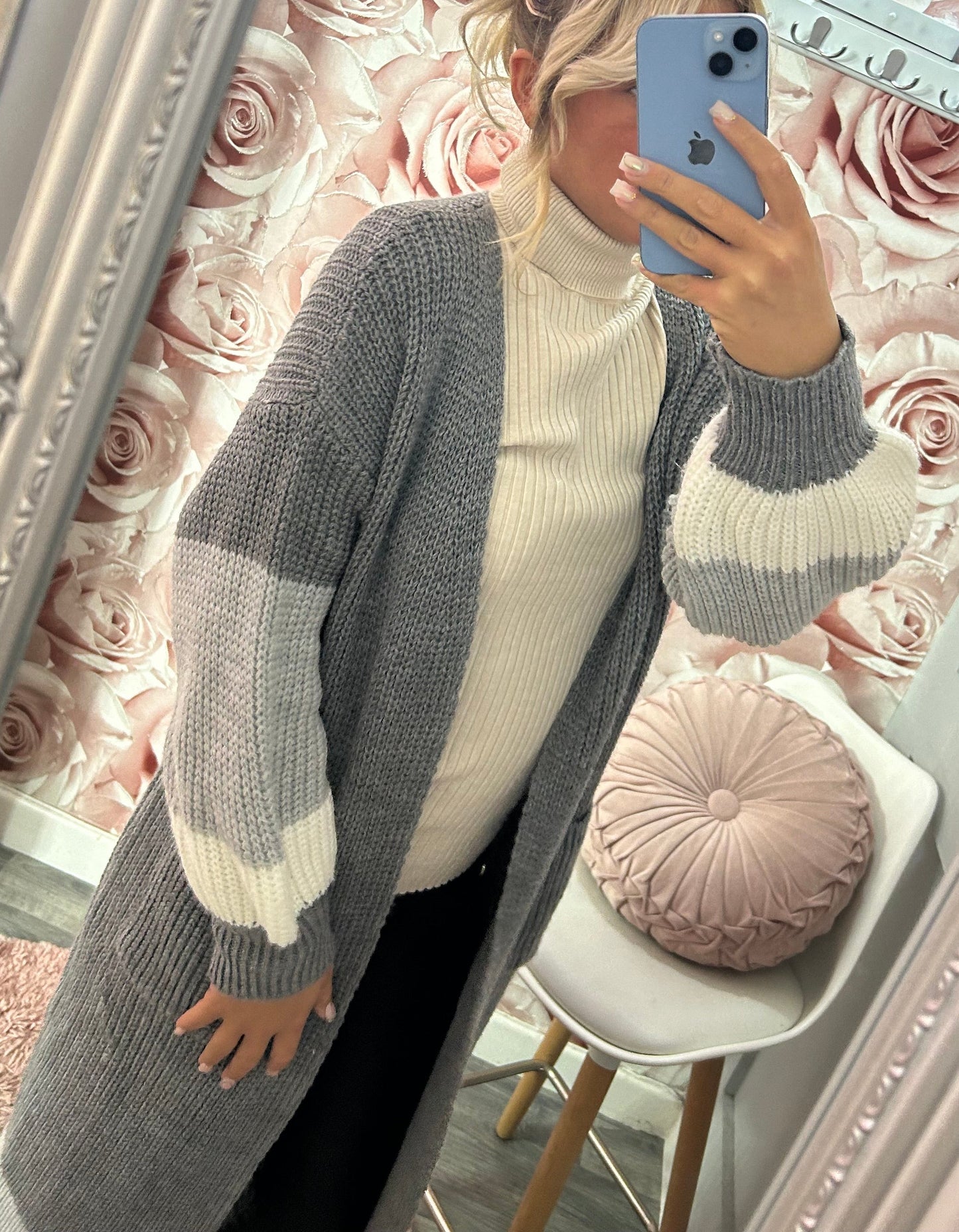 SALE- Balloon Sleeve Chunky Knit Longline Cardigan