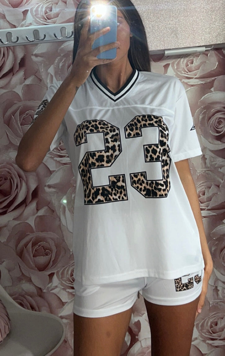 Leopard Print 23 Jersey Tshirt and Shorts