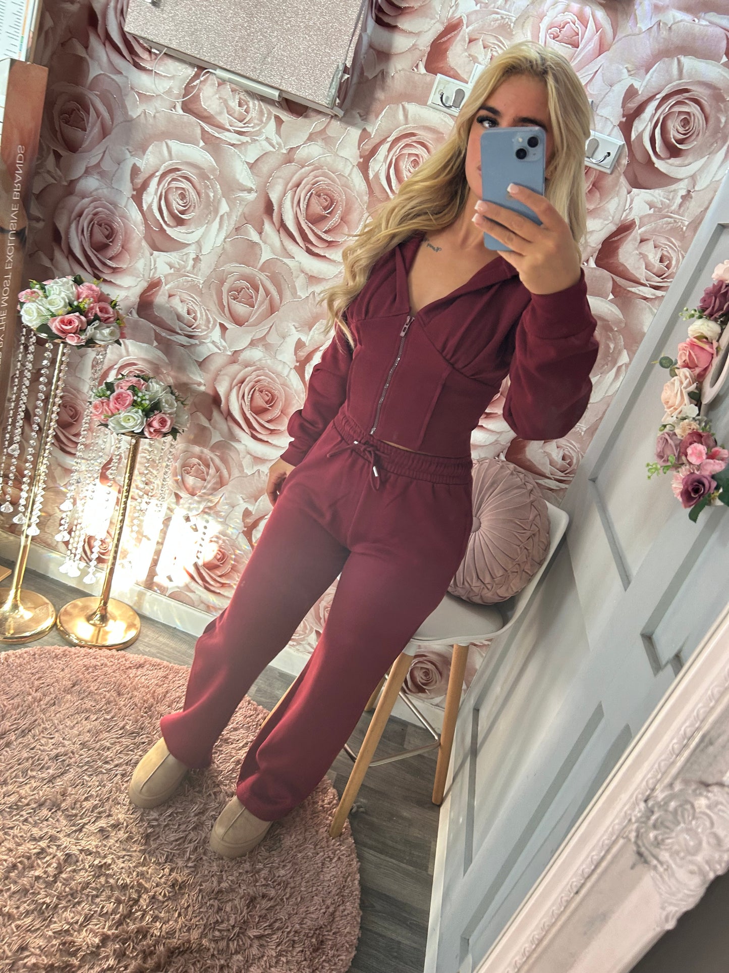 Corset Style Compression Fleece Lined Hoodie Tracksuit
