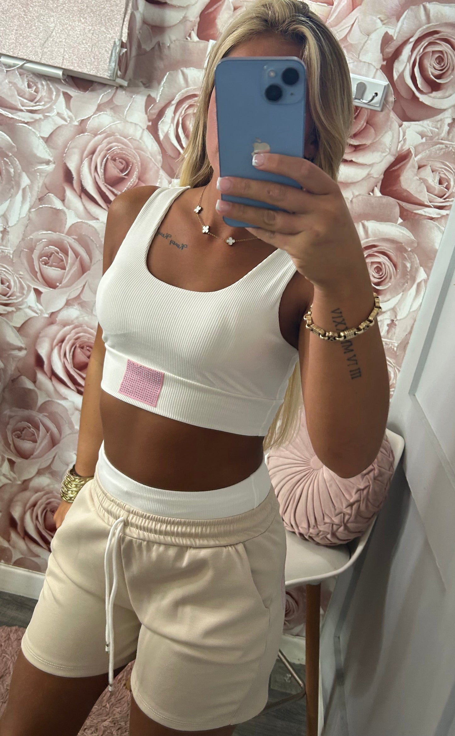 Diamanté Pocket Padded Bralet & Shorts Co-Ord Set