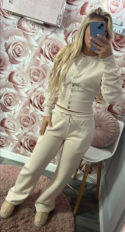 Button Up Corset Compression Style Fleece Lined Co-Ord Set