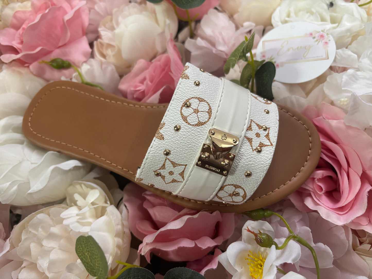 Patterned Gold Buckle Sliders