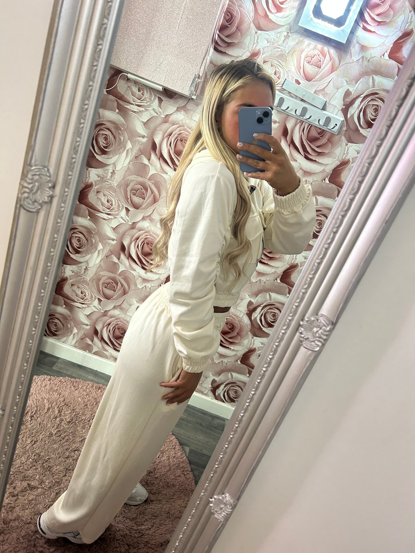 Ruched Sleeve Soft Touch Hoodie & Wide Leg Joggers Set