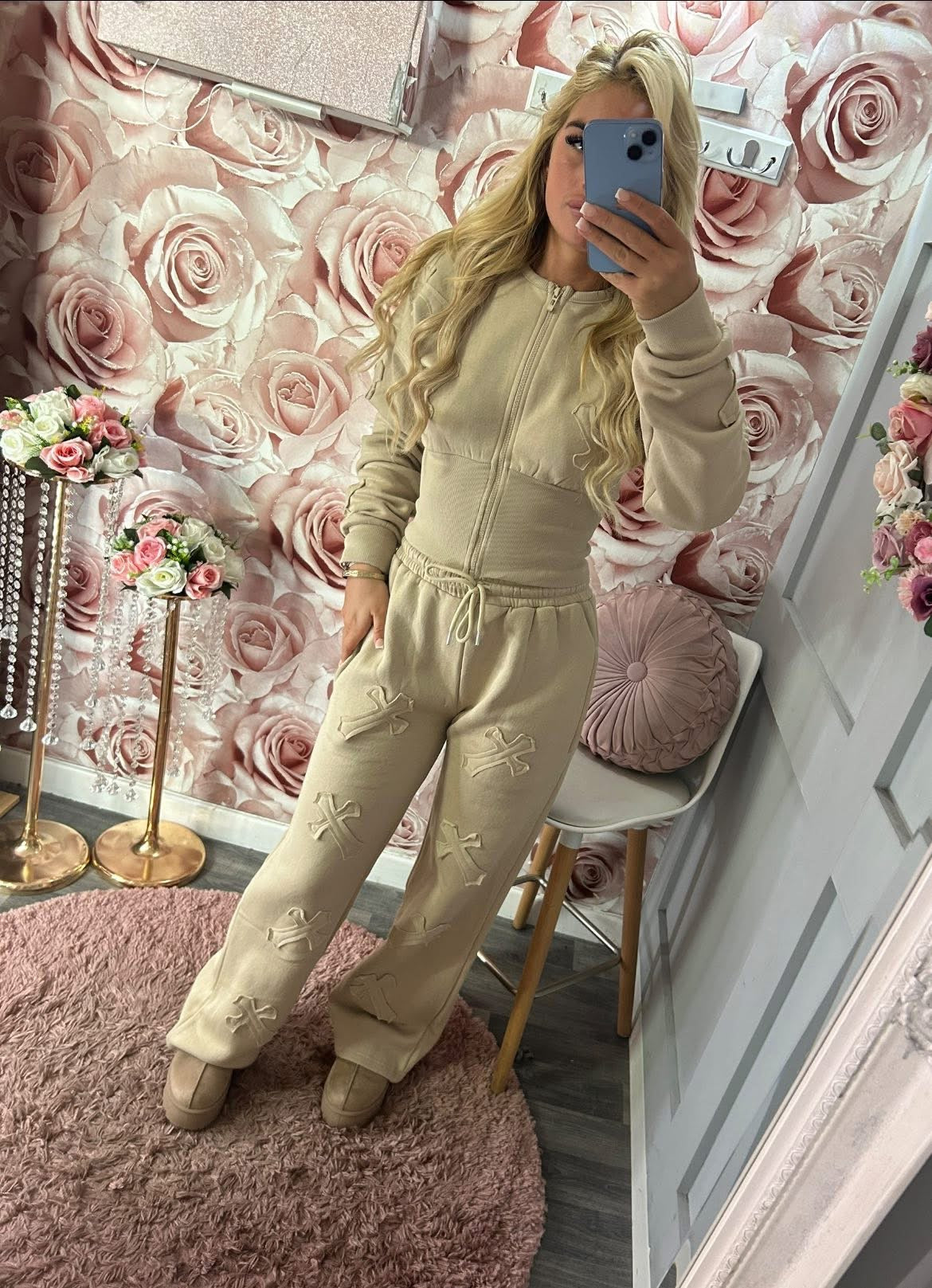 Crucifix Compression Corset Style Fleece Lined Tracksuit