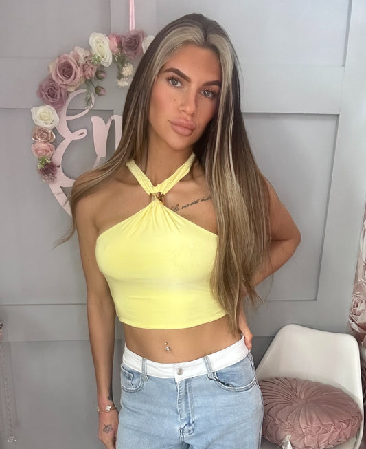 Slinky Gold Buckle Halterneck Top