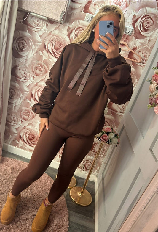 Ruched Sleeved Ribbon Toggle Fleece Lined Hoodie