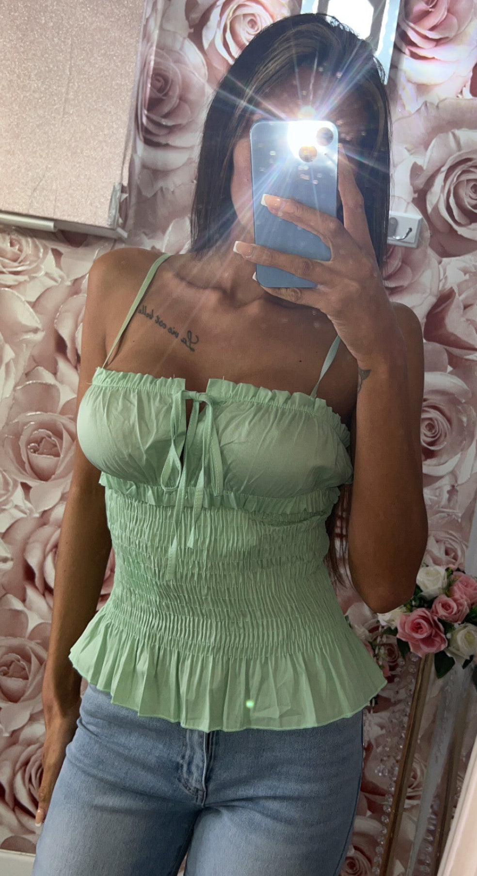 Shorted Waist Milkmaid Cami Top