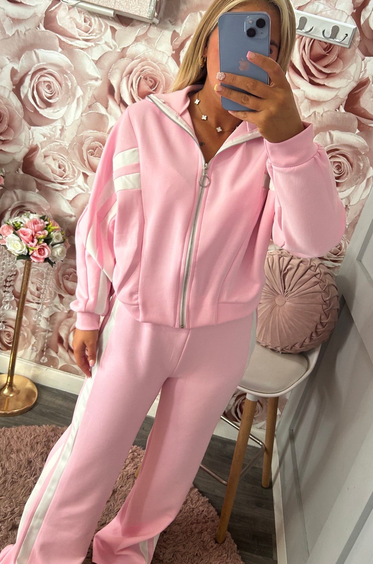 Soft Touch Contrast Stripe Loungewear Tracksuit