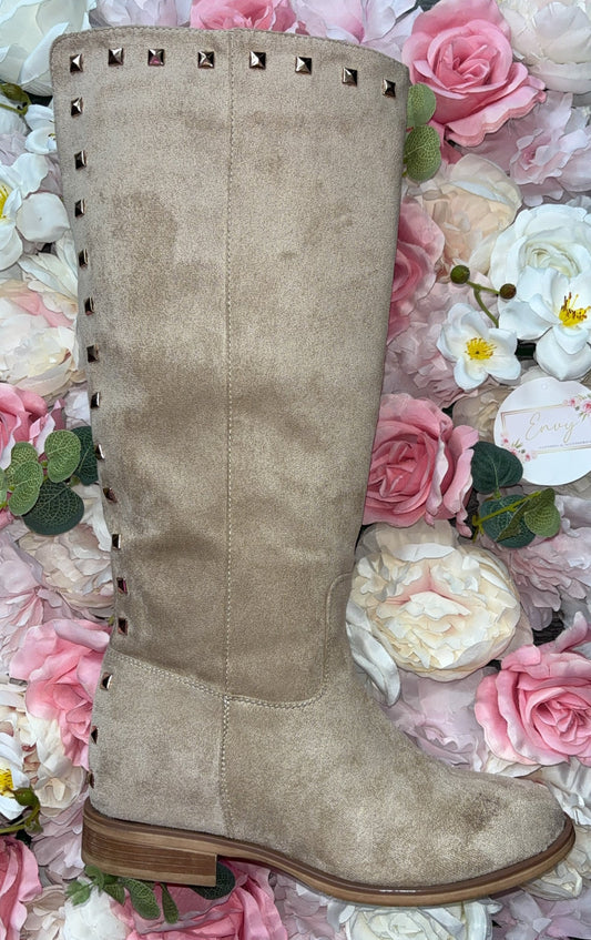 Suede Inspired Studded Boots