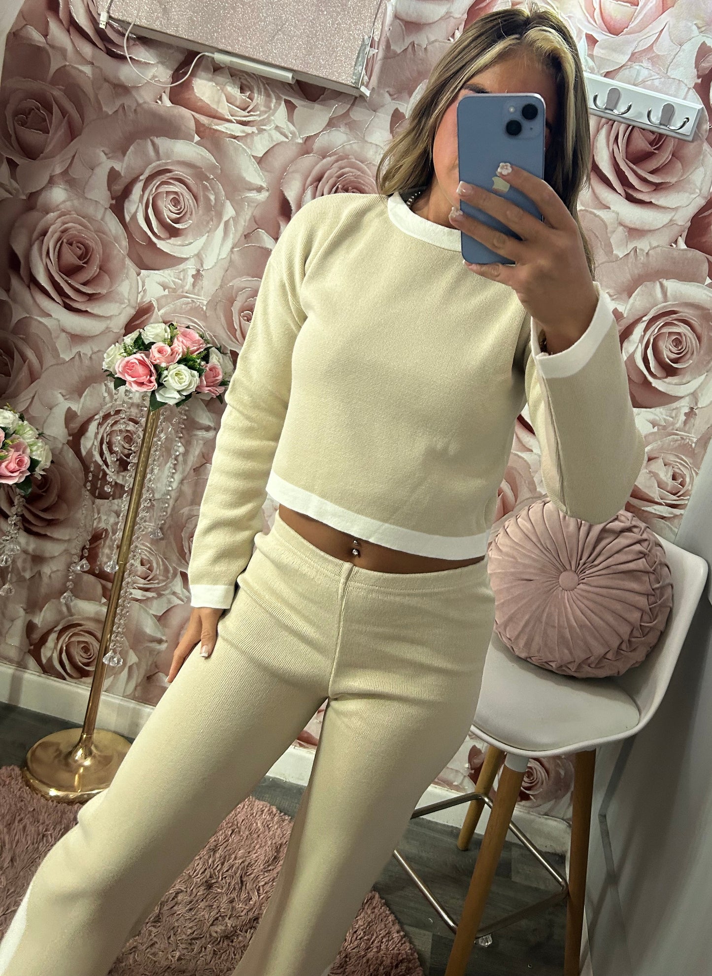Knitted Contrast Detail Lounge Set