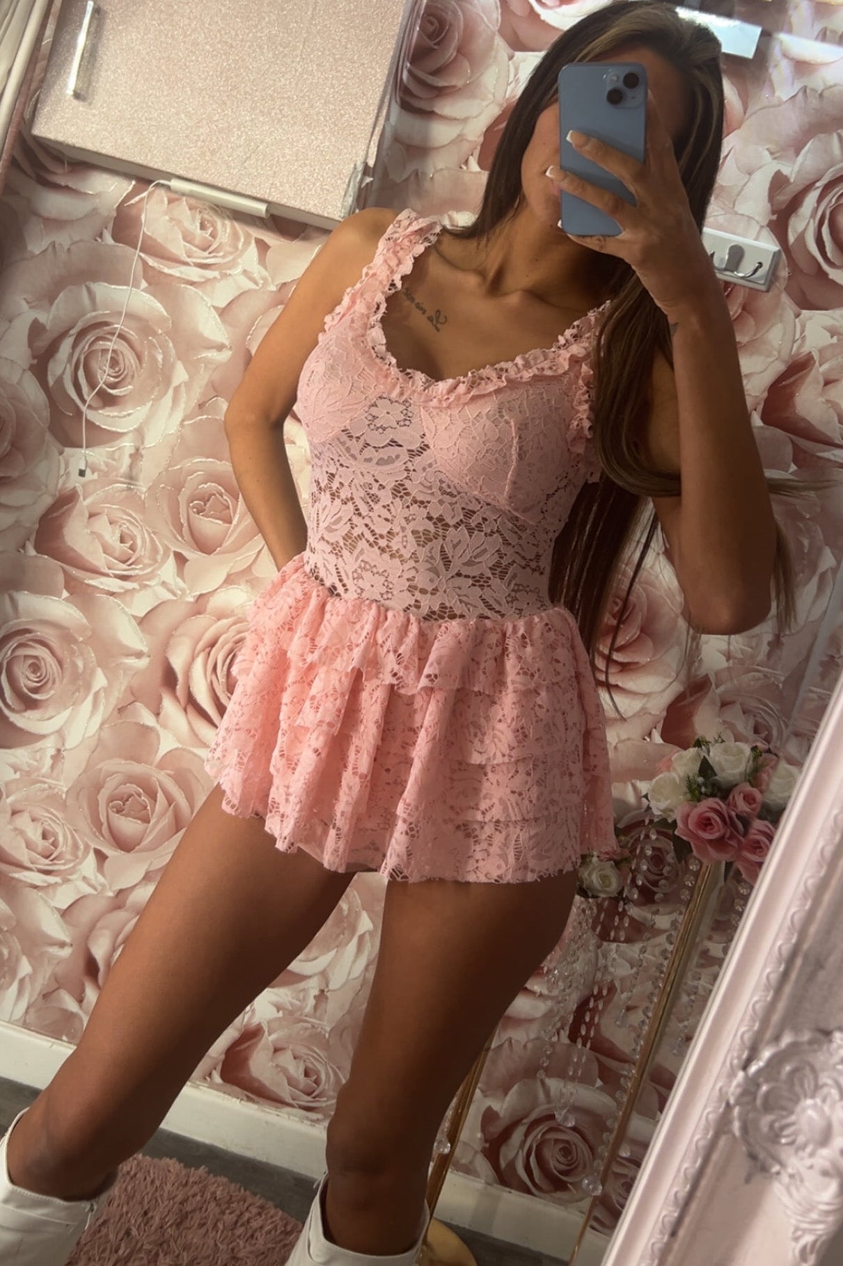 Lace Ruffle Rara Frill Skort Playsuit