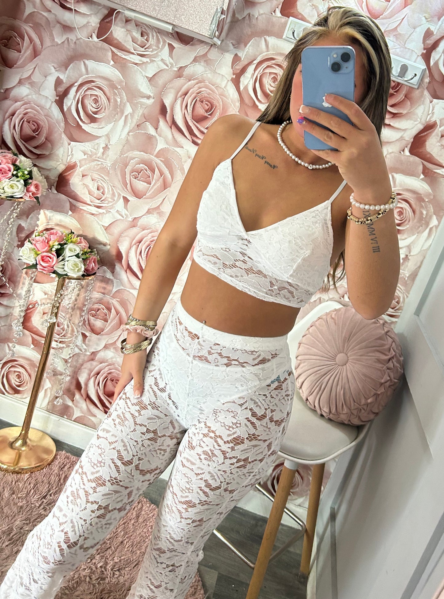 Lace Bralet, Lace Flares & Under Knickers Set