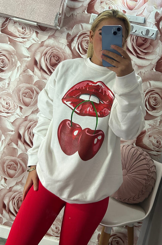 Cherry Lips Oversized Fleece Lined Sweater