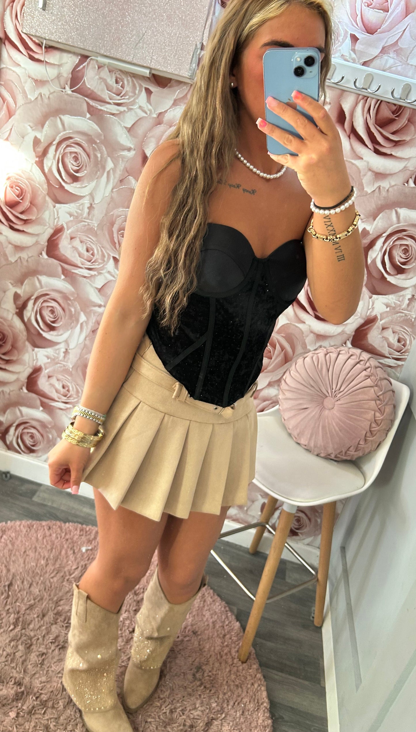 Velvet Sparkle Satin Padded Cup Corset Top